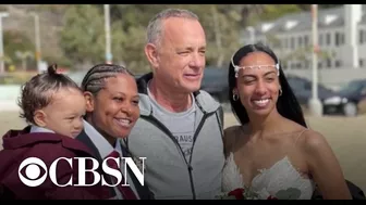 Tom Hanks surprises brides on their wedding day at beach in California