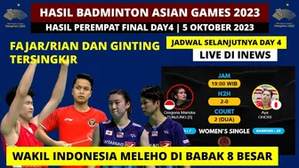 Hasil Badminton Asian Games 2023 Hari ini: Ginting vs Lee Shi Feng | Asian Games Badminton Day4/R8