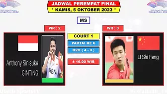 Hasil Lengkap Badminton Asian Games 2023 Hari Ini Babak 8 Besar Sesi 1 ~ FAJRI & LEE ZII JIA Kalah