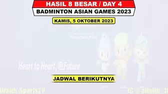 Hasil Lengkap Badminton Asian Games 2023 Hari Ini Babak 8 Besar Sesi 1 ~ FAJRI & LEE ZII JIA Kalah