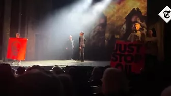 Just Stop Oil disrupt Les Miserables by jumping up on stage