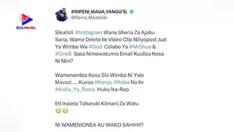 ROMA AWALALAMIKIA INSTAGRAM KWA KUFUTA POST YAKE KWASABABU HII/AULIZA KAMA NI HAKI KUFANYIWA HIVI?..