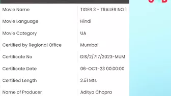 Salman Khan's 'Tiger 3' trailer cleared by CBFC, set to be 2.51 minutes long !