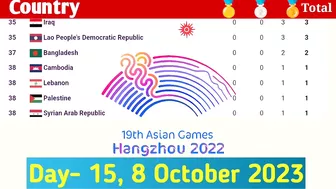 Asian Games Final Medal Tally for Oct 08,2023 (Day 15)|asian Games 2023 medal Tally|India