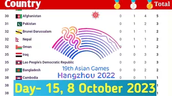 Asian Games Final Medal Tally for Oct 08,2023 (Day 15)|asian Games 2023 medal Tally|India