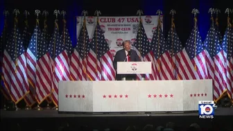 Donald Trump speaks to crowd at West Palm Beach rally