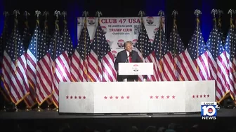 Donald Trump speaks to crowd at West Palm Beach rally