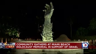 Israeli supporters meet at Holocaust Memorial in Miami Beach