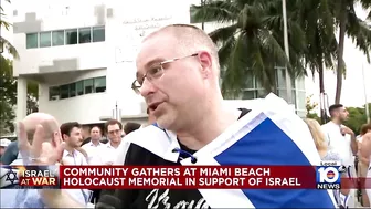 Israeli supporters meet at Holocaust Memorial in Miami Beach