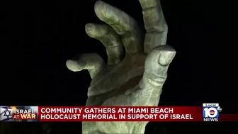 Israeli supporters meet at Holocaust Memorial in Miami Beach