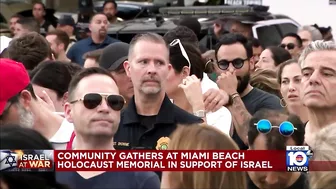 Israeli supporters meet at Holocaust Memorial in Miami Beach