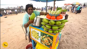 Visakhapatnam Beach Side Sweet Didi Selling Chatpata Kaccha Aam Masala Rs 30 Only l Vizag Food Tour