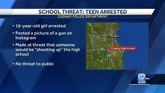 Teen arrested for school shooting threat on Instagram at Cudahy High School