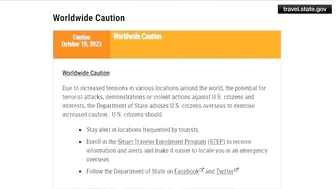 'Worldwide caution' alert issued by State Department