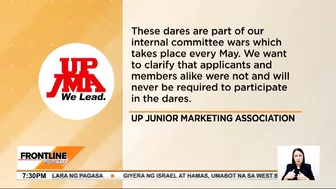 'Dare games' ng 2 student organizations sa UP Diliman, iniimbestigahan | Frontline Pilipinas