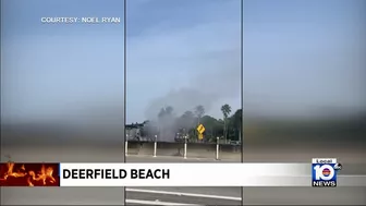 Van catches fire on I-95 in Deerfield Beach