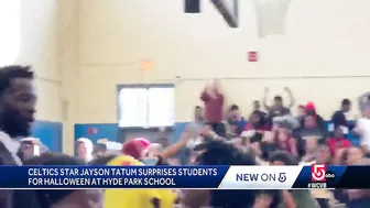 Boston students surprised by visit from celebrity on Halloween