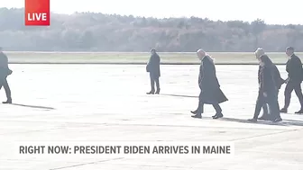 President Biden and crew disembark from Air Force One ahead of travel to Lewiston