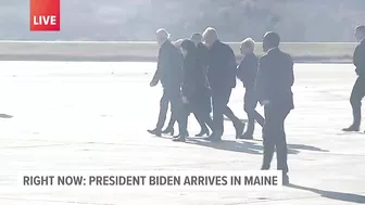 President Biden and crew disembark from Air Force One ahead of travel to Lewiston