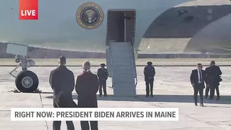 President Biden and crew disembark from Air Force One ahead of travel to Lewiston