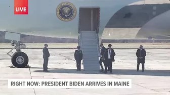 President Biden and crew disembark from Air Force One ahead of travel to Lewiston