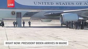 President Biden and crew disembark from Air Force One ahead of travel to Lewiston