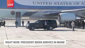 President Biden and crew disembark from Air Force One ahead of travel to Lewiston