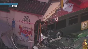 Bus crashes into a restaurant in Long Beach