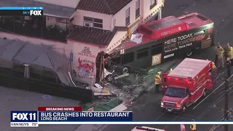 Bus crashes into a restaurant in Long Beach