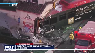 Bus crashes into a restaurant in Long Beach