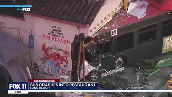 Bus crashes into a restaurant in Long Beach