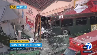 Multiple injuries reported as bus crashes into building in Long Beach