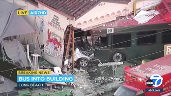 Multiple injuries reported as bus crashes into building in Long Beach