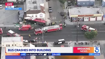 Public transit bus slams into restaurant in Long Beach; at least 14 hurt