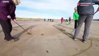 Huge 90ft poppy carved onto beach ahead of Remembrance Day | SWNS