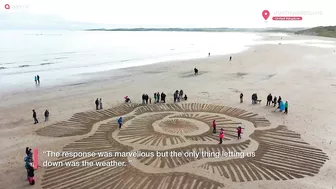 Huge 90ft poppy carved onto beach ahead of Remembrance Day | SWNS