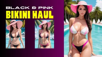 @TryOnHaul-Today AI Lookbook - Bikini Haul - Pink Black Bikini Try On Today