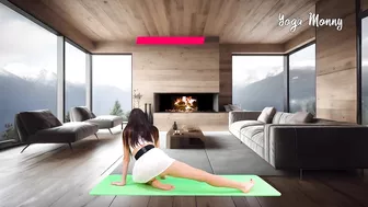 ????Yoga Stretch in Skirt Mountains and Fire