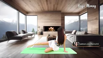 ????Yoga Stretch in Skirt Mountains and Fire