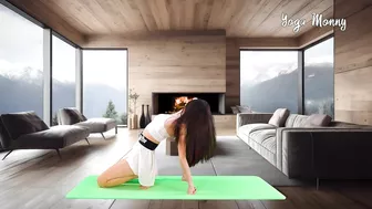 ????Yoga Stretch in Skirt Mountains and Fire