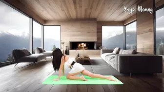 ????Yoga Stretch in Skirt Mountains and Fire