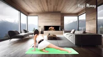 ????Yoga Stretch in Skirt Mountains and Fire