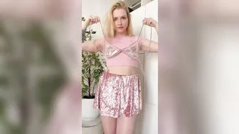 Exploring pink vibes ???? with a festive try-on haul for Christmas, eyeing a shiny pink ensemble.