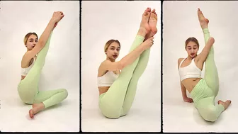 FLEXIBLE GIRL. STRETCH LEGS & FEET. YOGA FEET.