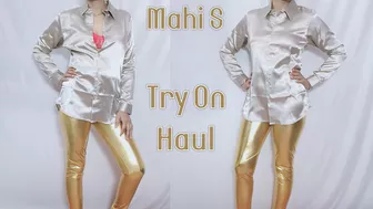 My New Satin Gold Shirt Try on Haul from Amazon India | Mahi S