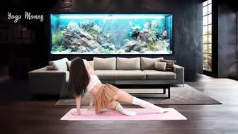 ????Yoga Stretch in Skirt Home Workout