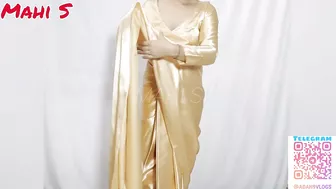 My New Gold Satin Saree Try on Haul from Amazon India | Mahi S