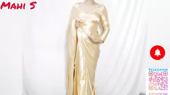 My New Gold Satin Saree Try on Haul from Amazon India | Mahi S