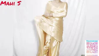 My New Gold Satin Saree Try on Haul from Amazon India | Mahi S