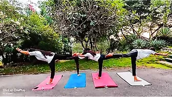 yoga poses#yoga#friends#viral#shorts#4girls#different#posture#morning#students#learning#campus